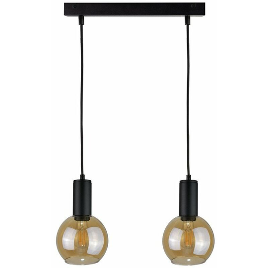 Keter Jantar Bar Pendant Ceiling Light Black, 50cm, 2x E27