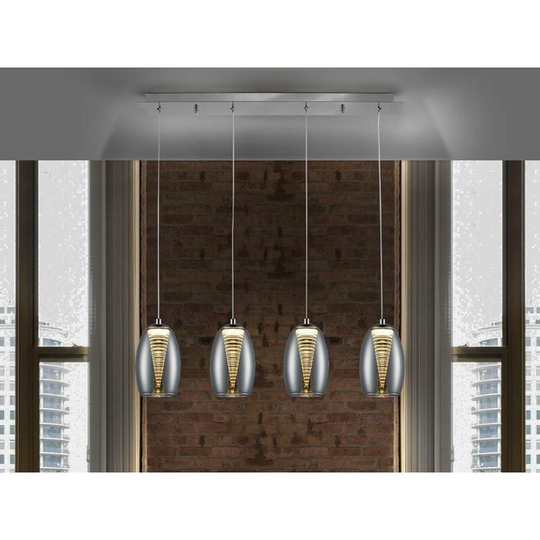 Schuller Nebula - Integrated LED Crystal 4 Light Bar Ceiling Pendant Chrome