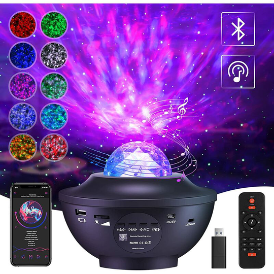 Starry Sky Projector Galaxy pght Night pght Ocean Wave Projector Starpght Projector LED Aurora Bluetooth Music Projector Lamp for Children Adults