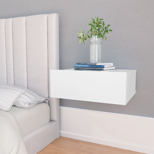 Floating Nightstand White 40x30x15cm Chipboard - White