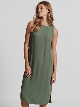 Superdry Studios Rib Trim Shift Dress - Green, Green, Size 8, Women