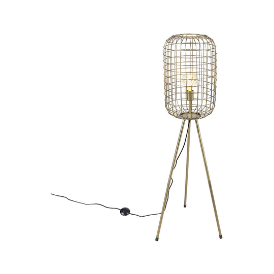 Qazqa - Modern floor lamp tripod brass - Barir - Gold/Messing