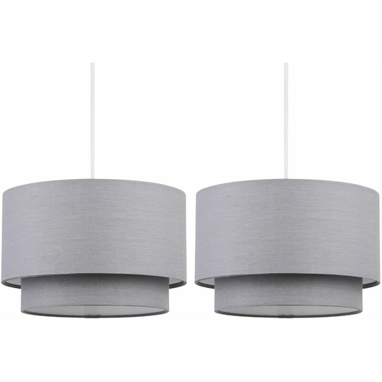Pair of Dark Grey 2 Tier Ceiling Light Shades - Dark grey cotton