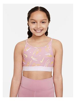 Nike Older Girls Dri-FIT Trophy Print Sports Bra - Light Pink, Light Pink, Size Xs=7-8 Years, Women