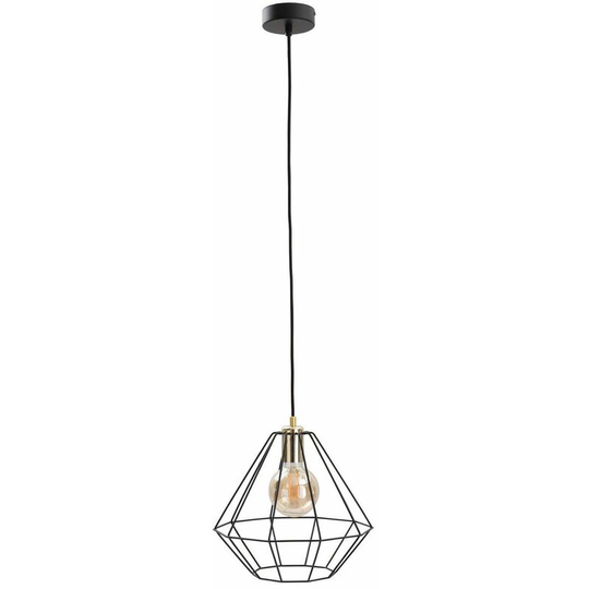 Keter Faro Wire Frame Pendant Ceiling Light Black , Gold, 29cm, 1x E27