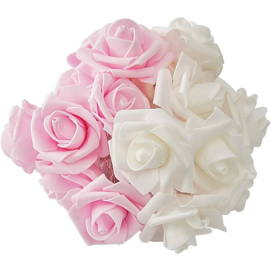 Aougo - Fairy Lights, 3M 20LED White and Pink Rose Fairy Lights, Warm White 3AA Battery Operated for Valentine's Day, Party, Wedding, Bedroom, Indoor