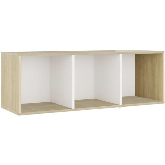 Tv Cabinet White and Sonoma Oak 107x35x37 cm Engineered Wood Vidaxl White