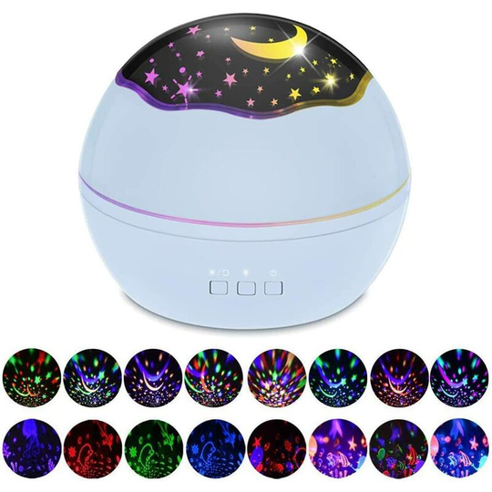 Bearsu - Starry Night Light Projector, led Lamp Star Moon Projector Rotating Night Light Sleep Soother for Baby Kids Bedroom Decoration Ideal Gift