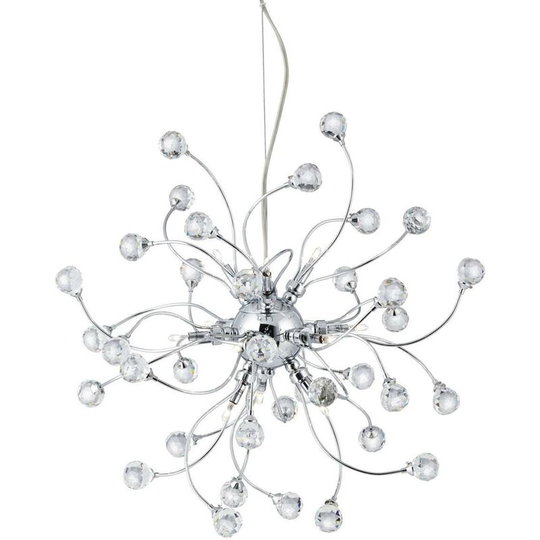 Searchlight Sonja - 12 Light Ceiling Pendant Chrome with Crystals, G4 Bulb