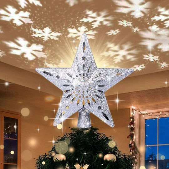 Ilovemilan - Star Christmas Tree, led Snowflake Projector Lamp, Light Up Christmas Tree Star for Indoor Outdoor Christmas Tree Topper Decoration,