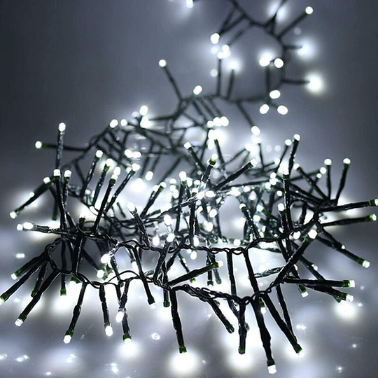 SHATCHI Christmas 960 LEDs Multifunction Controller with 8 Effects Green Cable Cluster Lights Indoor/Outdoor Low Voltage - White