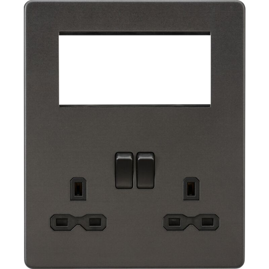 Knightsbridge - Screwless Small Multimedia Combination Plate - Smoked Bronze 230V IP20