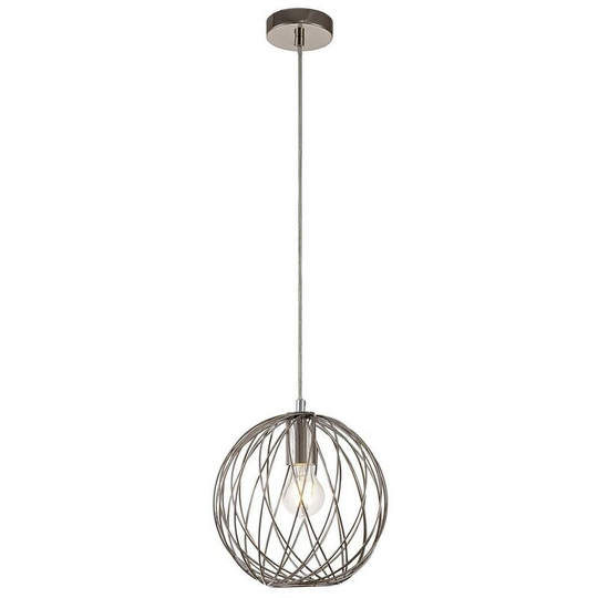 Spherical Caged Ceiling Pendant, 1 x E27, Polished Nickel - Luminosa Lighting