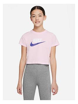Nike NSW Older Girls Futura Crop T-Shirt - Light Pink, Light Pink, Size Xs=7-8 Years, Women