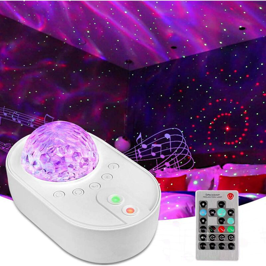 Perle Rare - led Starry Sky Projector Night Light, Ocean Wave and Galaxy Projection Lamp with Color Lights, Bluetooth Music and Remote Control, Gift