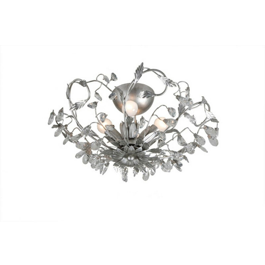 Linea Verdace Langelo 4 Light Glass & Crystal Ceiling Light Brushed Silver