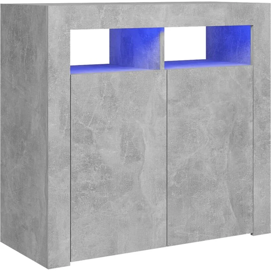 Sideboard with led Lights Concrete Grey 80x35x75 cm Vidaxl Grey