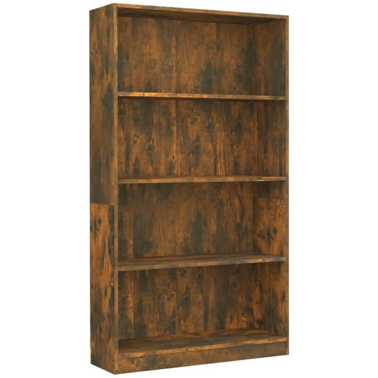 4-Tier Book Cabinet Smoked Oak 80x24x142 cm Engineered Wood Vidaxl Brown