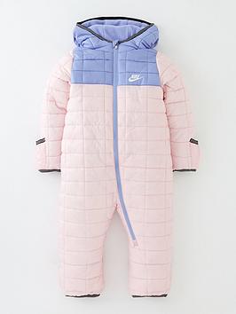 Nike Infant Girls Snowsuit - Light Pink, Light Pink, Size 12 Months