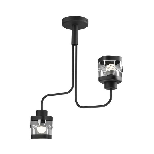 Hugo Multi Arm Semi Flush Ceiling Light Black, 2x E27