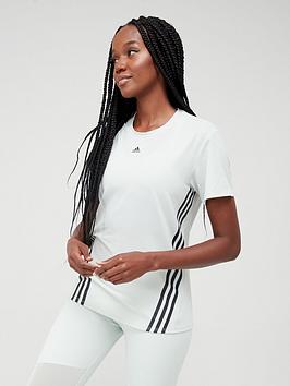 adidas Training Icons 3 Stripes Tee - Light Green, Light Green, Size S, Women
