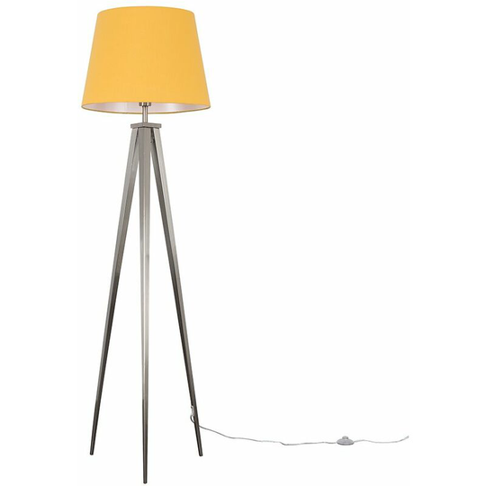 Minisun - Chrome Tripod Floor Lamp with Fabric Lampshade