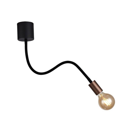 Flexible Semi Flush Ceiling 1 Light E27, Satin Black, Brushed Copper - Luminosa Lighting