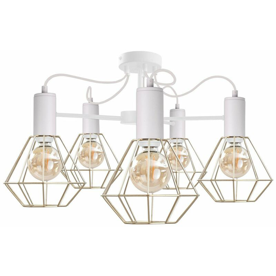 Keter Lars Multi Arm Semi Flush Ceiling Light White, 60cm, 5x E27