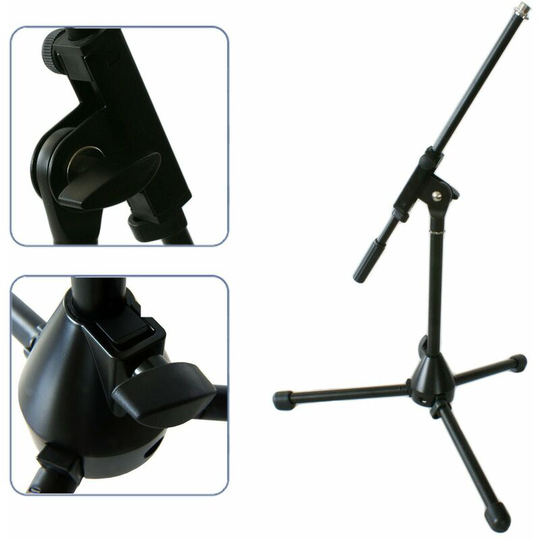 Short/Small/Mini Microphone Boom Stand Bass Drum Guitar Amp Recording Holder Mic