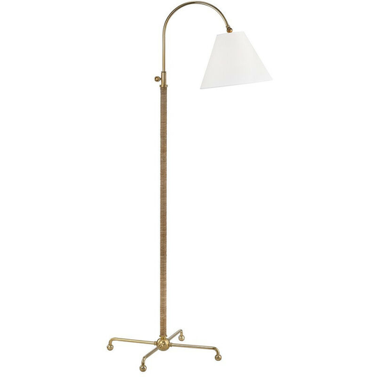 Curves No.1 1 Light Table Lamp w/ Rattan Accent Brass, Linen