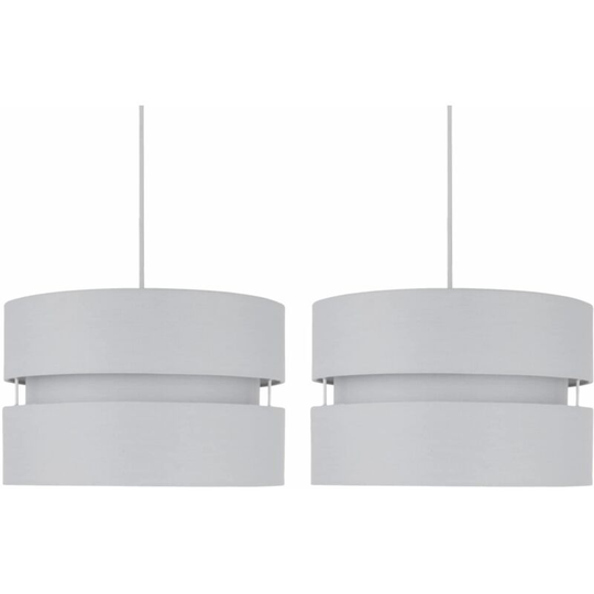 Pair of Light Grey Layered Easy Fit Light Shades - Light grey cotton
