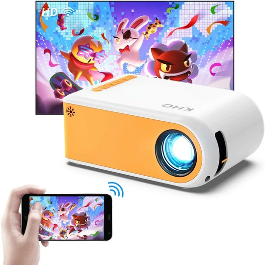 Mini WiFi Projector for iPhone, Supported 1080P Portable WiFi Video Projector, Home Theater Projector with WiFi, Compatible with Laptop, PS4, HDMI,