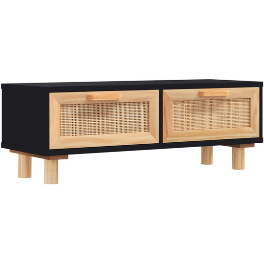 Coffee Table Black 80x40x30 cm Engineered Wood&Solid Wood Pine Vidaxl Black