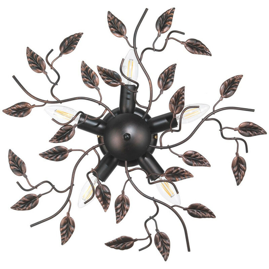 Onli Cernecchio 5 Light Multi Arm Semi Flush Ceiling Lamp, Black
