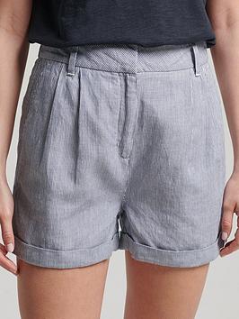 Superdry Studios Linen Short - Navy, Navy, Size 10, Women