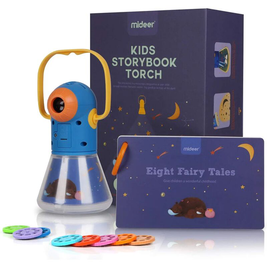 Aougo - Multifunctional Story Projector Child Story Torch Good Evening Story Flashlight, Night Light, 8 Fairy Tale Movies 64 Slides, Educational Toys