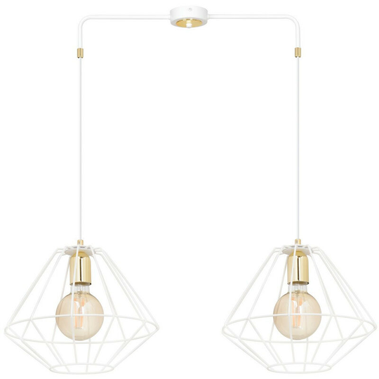 Emibig Alteo White Wire Frame Pendant Ceiling Light 2x E27