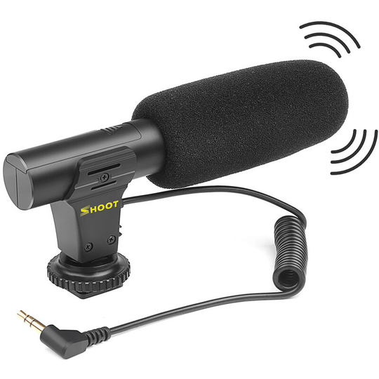 Shoot - XT-451 Portable Condenser Stereo Microphone Mic with 3.5mm Jack Hot Shoe Mount for Canon Sony Nikon Camera Camcorder dv Smartphone for Video
