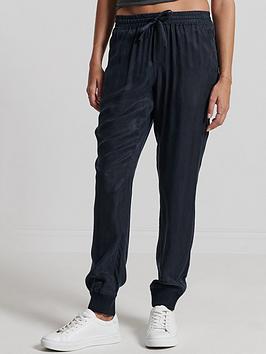 Superdry Studios Cupro Woven Trouser - Navy, Navy, Size 10, Women