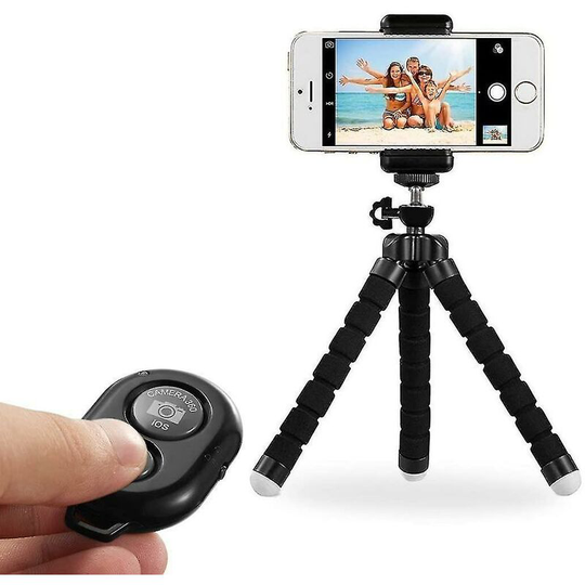 Phone tripod with remote control