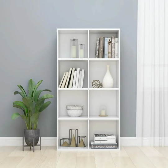 Book Cabinet/Sideboard High Gloss White 66x30x130 cm Chipboard - White