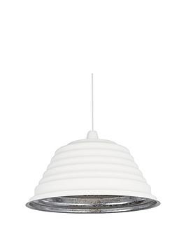 Ridged Sanded White And Metallic Non-Electric Light Shade