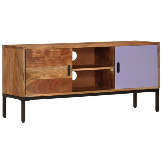 Vidaxl - tv Cabinet Honey Brown and Grey 110x30x50 cm Solid Wood Acacia Brown