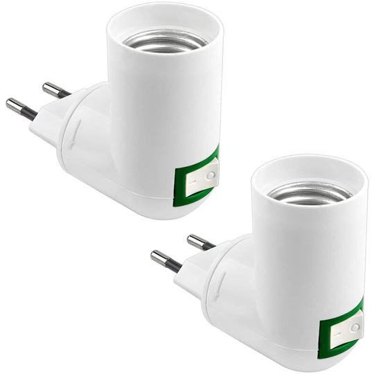 Aougo - E27 Socket with Wireless Switch for ac 230V Kitchen Wall Light, led Bulb Holder, E27 Adapter Mini Indoor Wall Light, E27 Spot Lamp, Set of 2