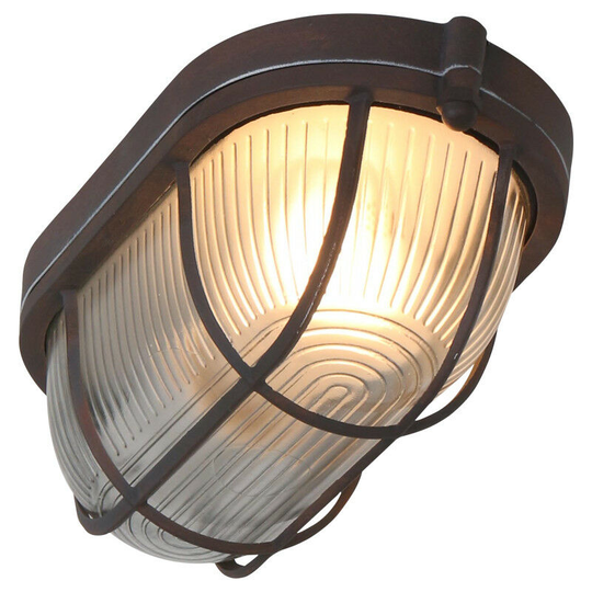 Sienna Lisanne Flush Ceiling Light Brown Rust, Glass Transparent Edited