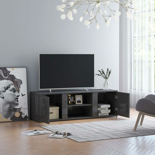 Topdeal - tv Cabinet High Gloss Grey 120x34x37 cm Chipboard FF801169_UK