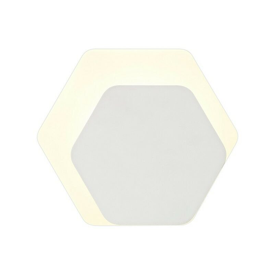 Magnetic Base Wall Lamp, 12W led 3000K 498lm, 15, 19cm Horizontal Hexagonal Right Offset, Sand White, Acrylic Frosted Diffuser - Luminosa Lighting