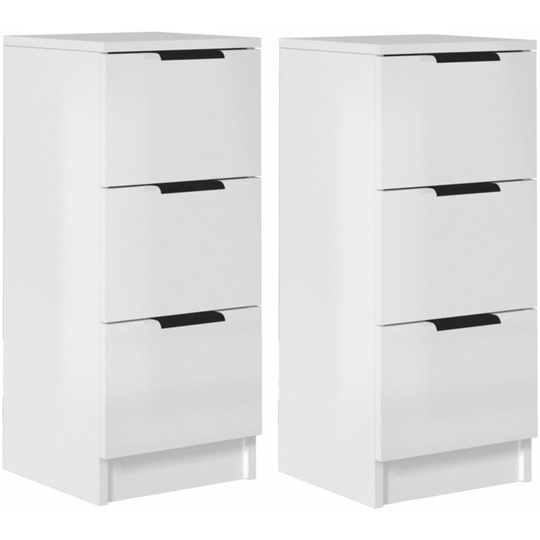 Sideboards 2 pcs High Gloss White 30x30x70 cm Engineered Wood Vidaxl White