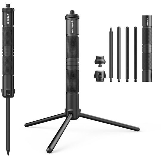 Tomshoo - Aluminum Lantern Stand Camping Lamp Pole Foldable Light Support Holder Lamp Bracket Camera Phone Tripod Stand For Picnic Hiking Backpacking