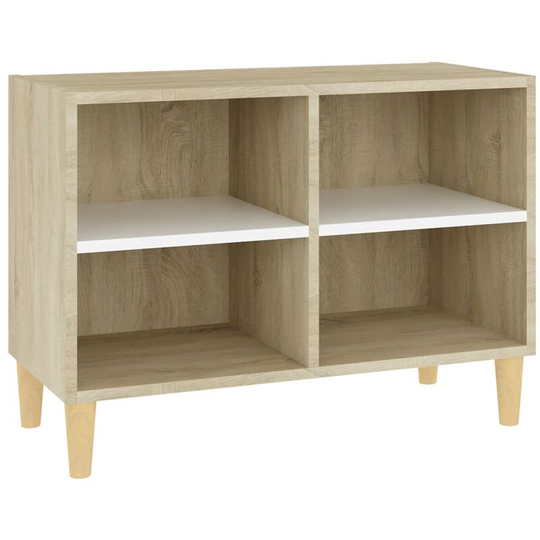 Tv Cabinet & Solid Wood Legs White and Sonoma Oak 69.5x30x50 cm Vidaxl White